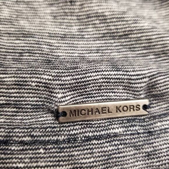 Michael Kors Black and White Short Sleeve Polo Shirt Linen Blend - Picture 4 of 7